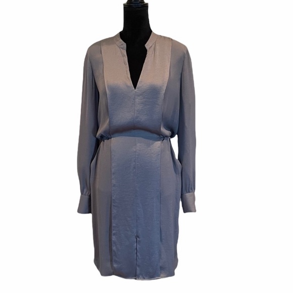 BCBGmaxazria neutral grey long sleeve pullover elastic waist dress size medium - Picture 1 of 14